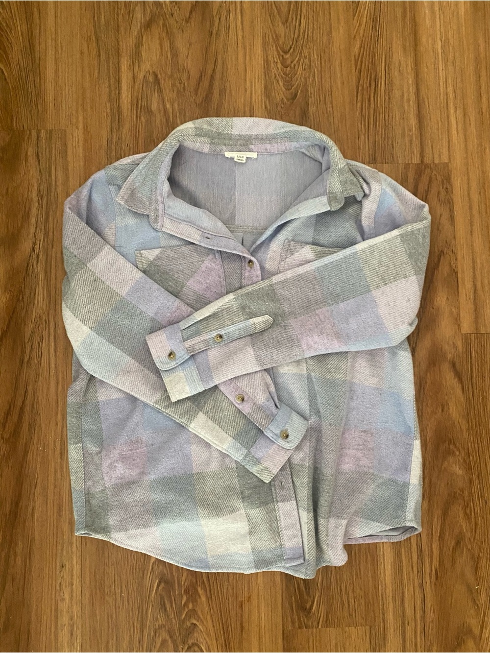 beachlunchlounge Pastel Plaid Shirt - Lavender & Light Gray